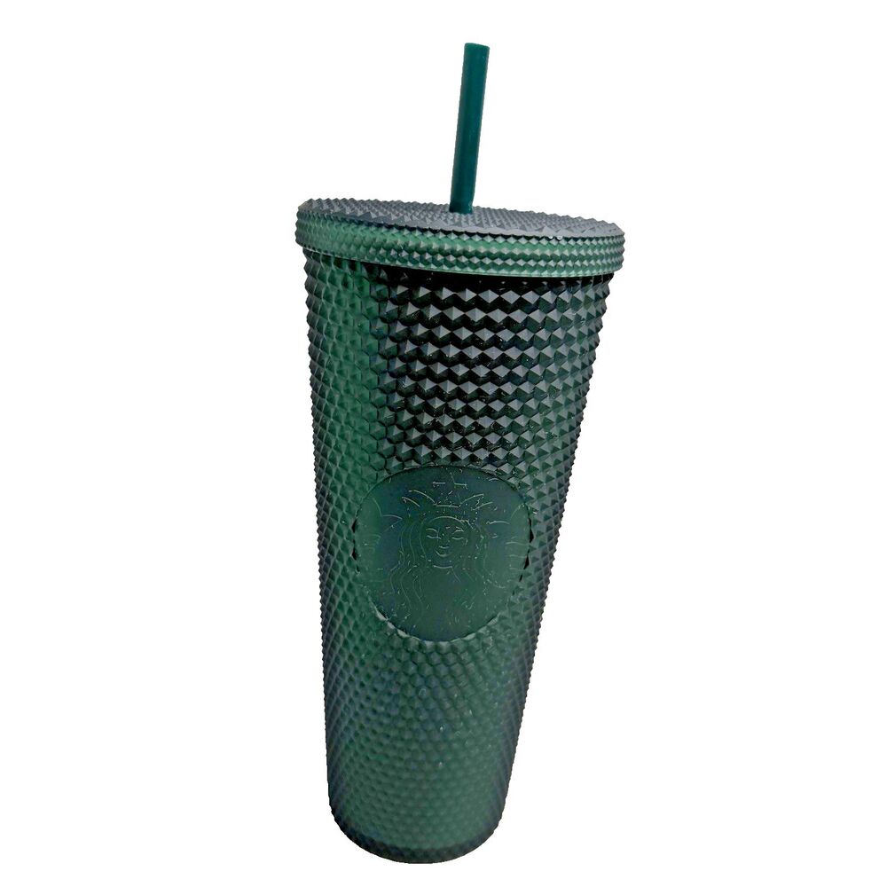 Starbucks Venti 24 fl oz Travel Tumbler Green Circle Siren Spiked w/Straw NEW